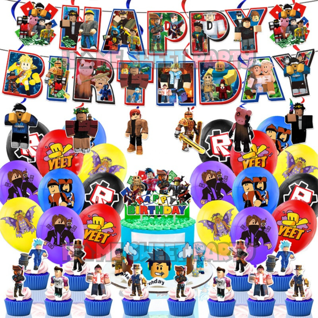 NEW Roblox Birthday Balloon Party Decoration Set Cake Topper Banner