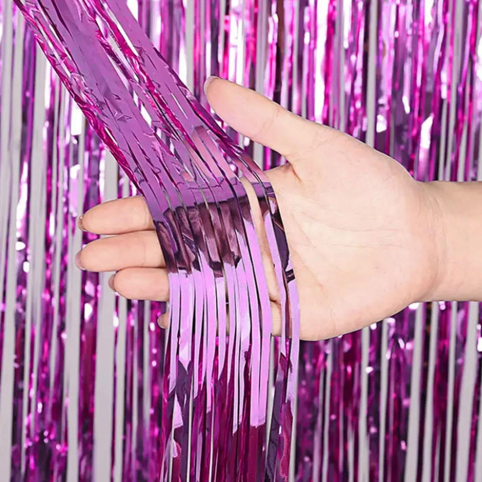 Purple Foil Fringe Curtain Tinsel Shimmer Party Backdrop