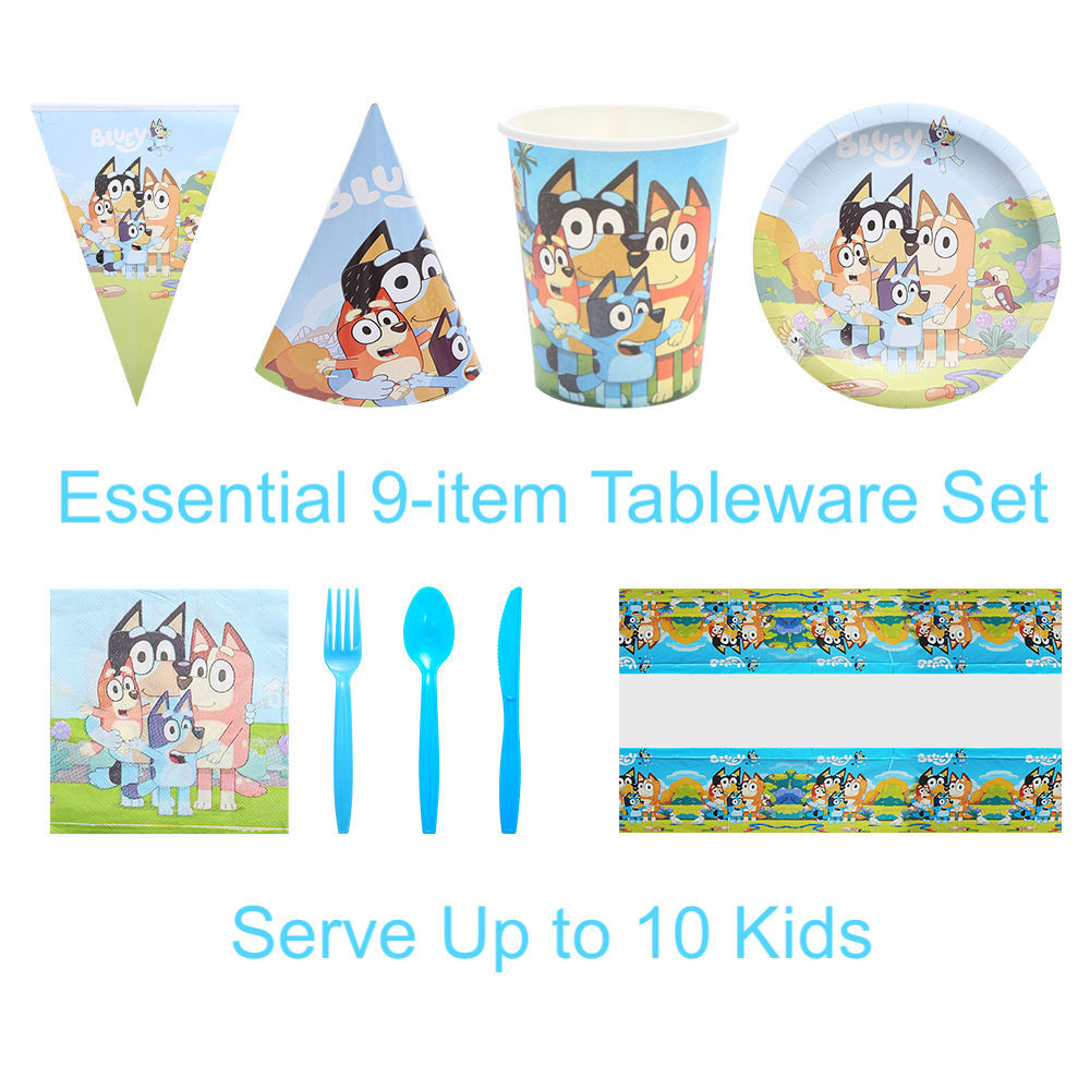 Essential Bluey Birthday Party Decoration Banner Plate Cup Napkin Set