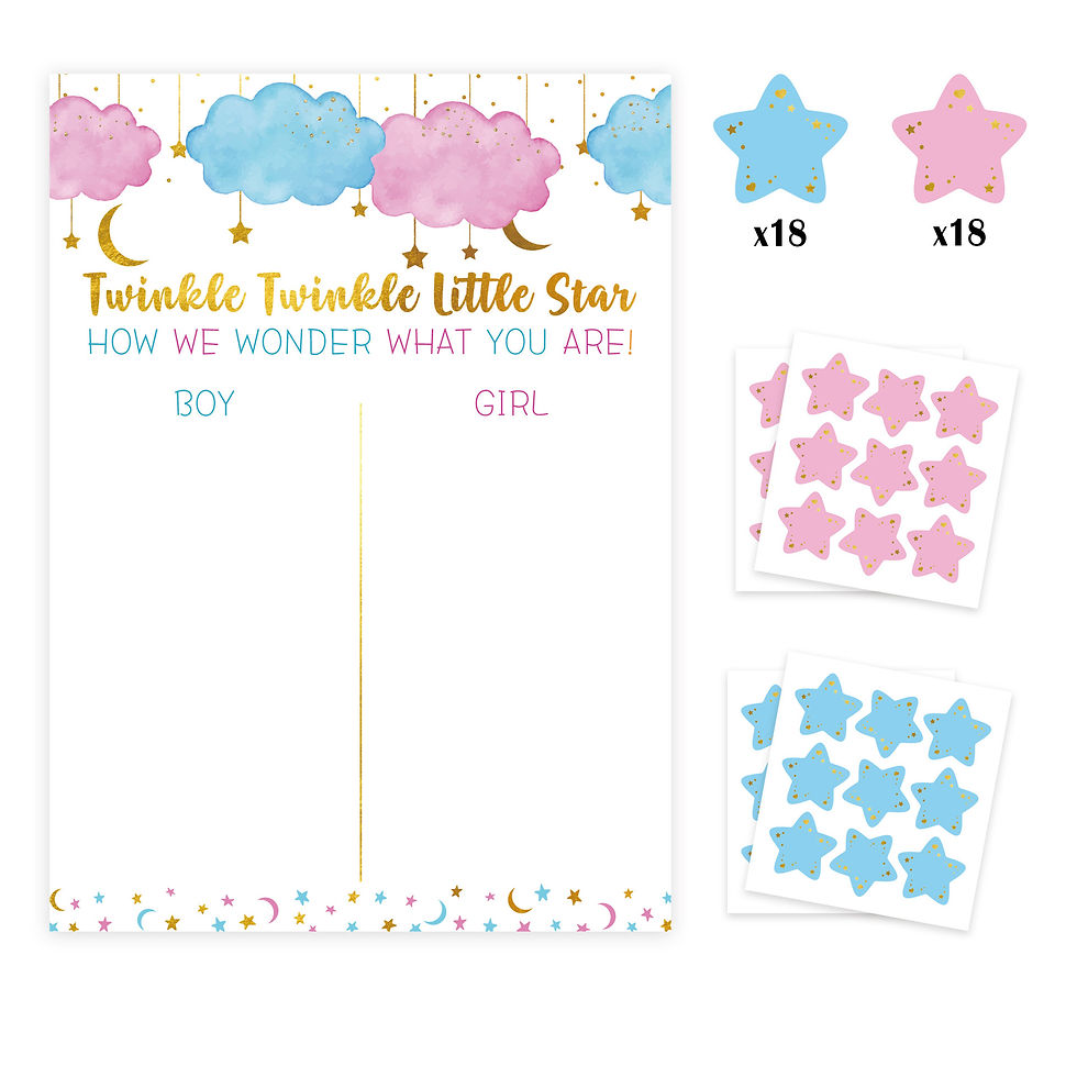 Gender Reveal Prediction Baby Shower Party Voting Game Activities - Twinkle