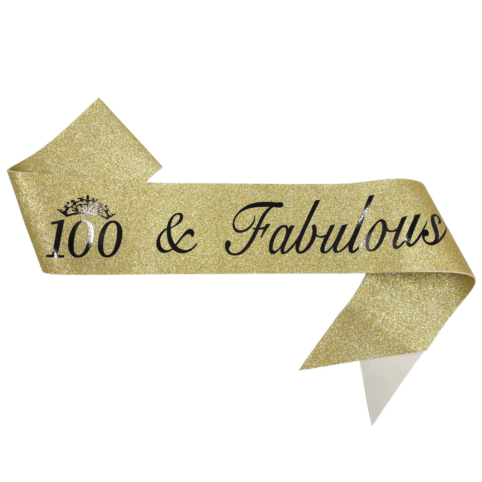 100 and Fabulous Glitter Gold 100th Birthday Sash