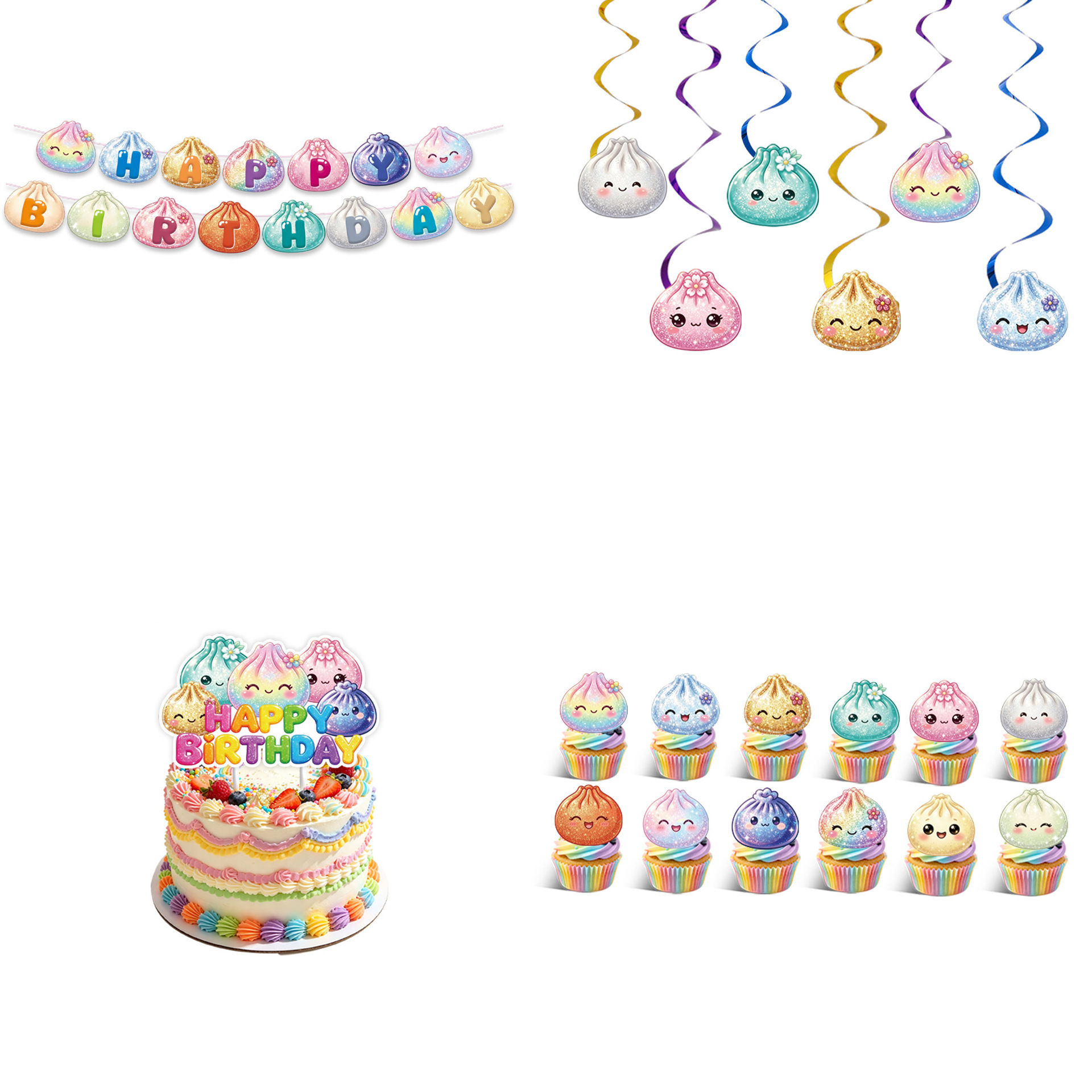 Squishy Dumpling Birthday Party Decoration Set
