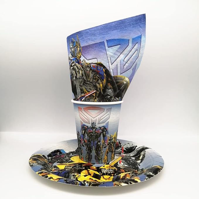 Thumbnail: Transformer Robot Party Tableware Set Bumblebee Optimus Prime Birthday Party
