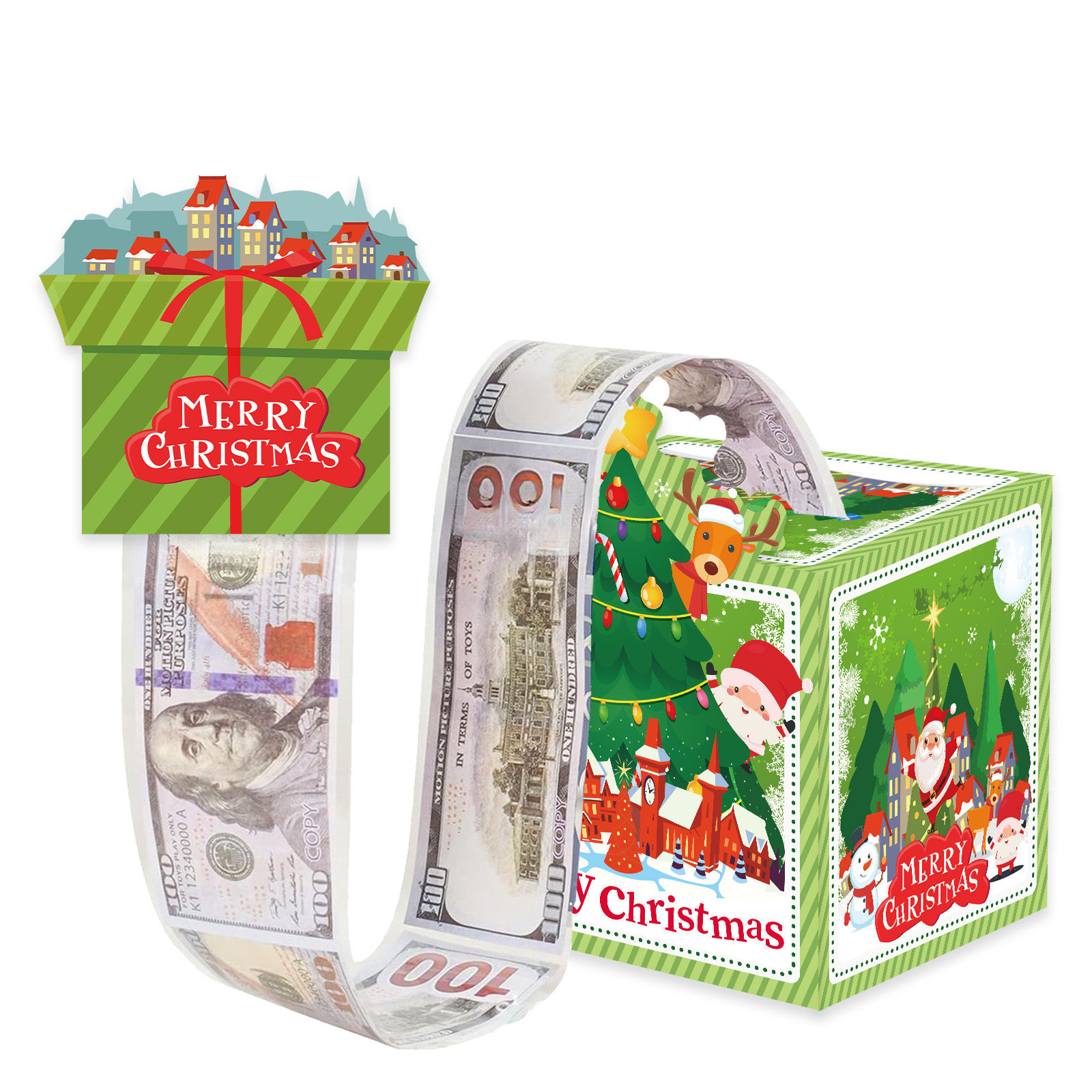 Green Christmas Surprise Money Pull Box – Festive Cash Gift