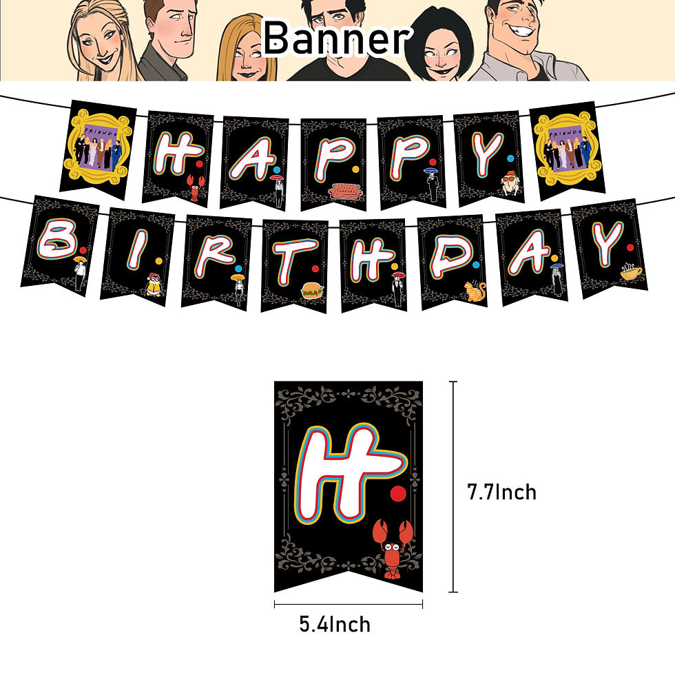 Thumbnail: Friends Theme Birthday Party Balloon Banner Cake Topper Set