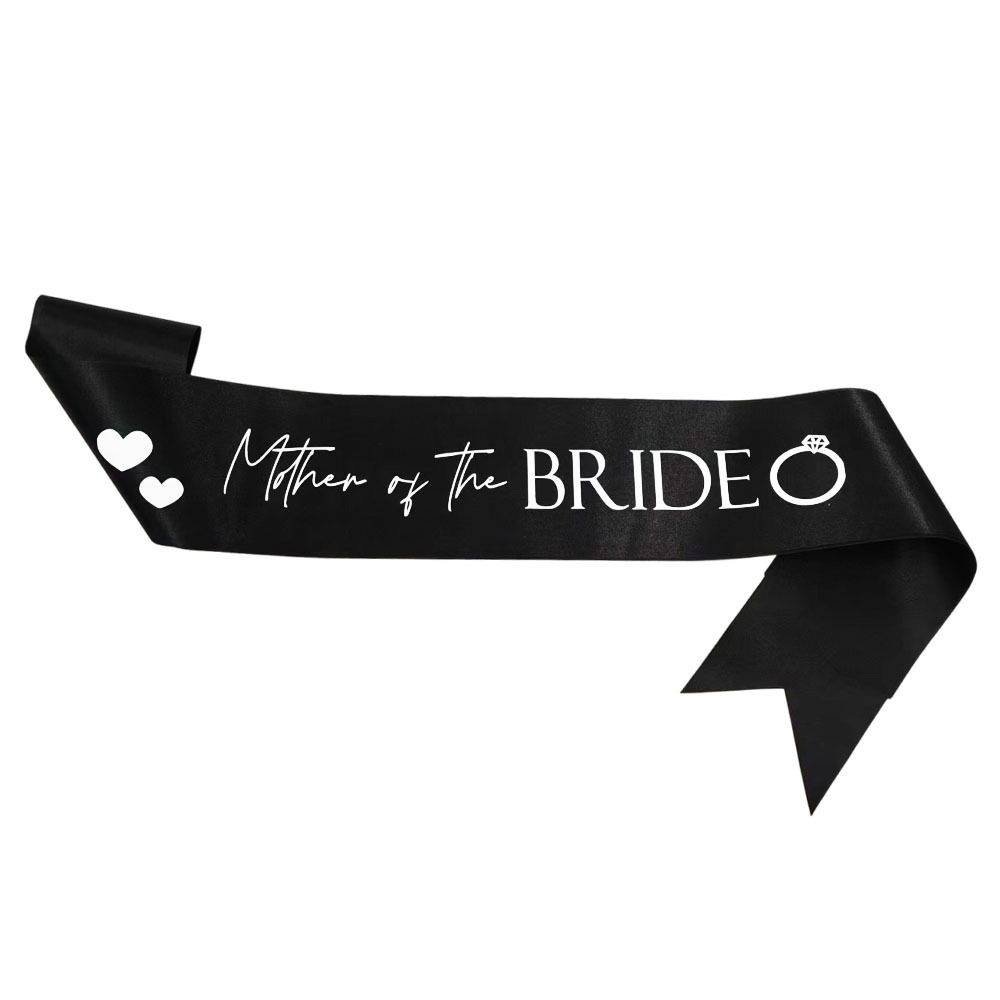 Mother of the Bride Black Satin Sash