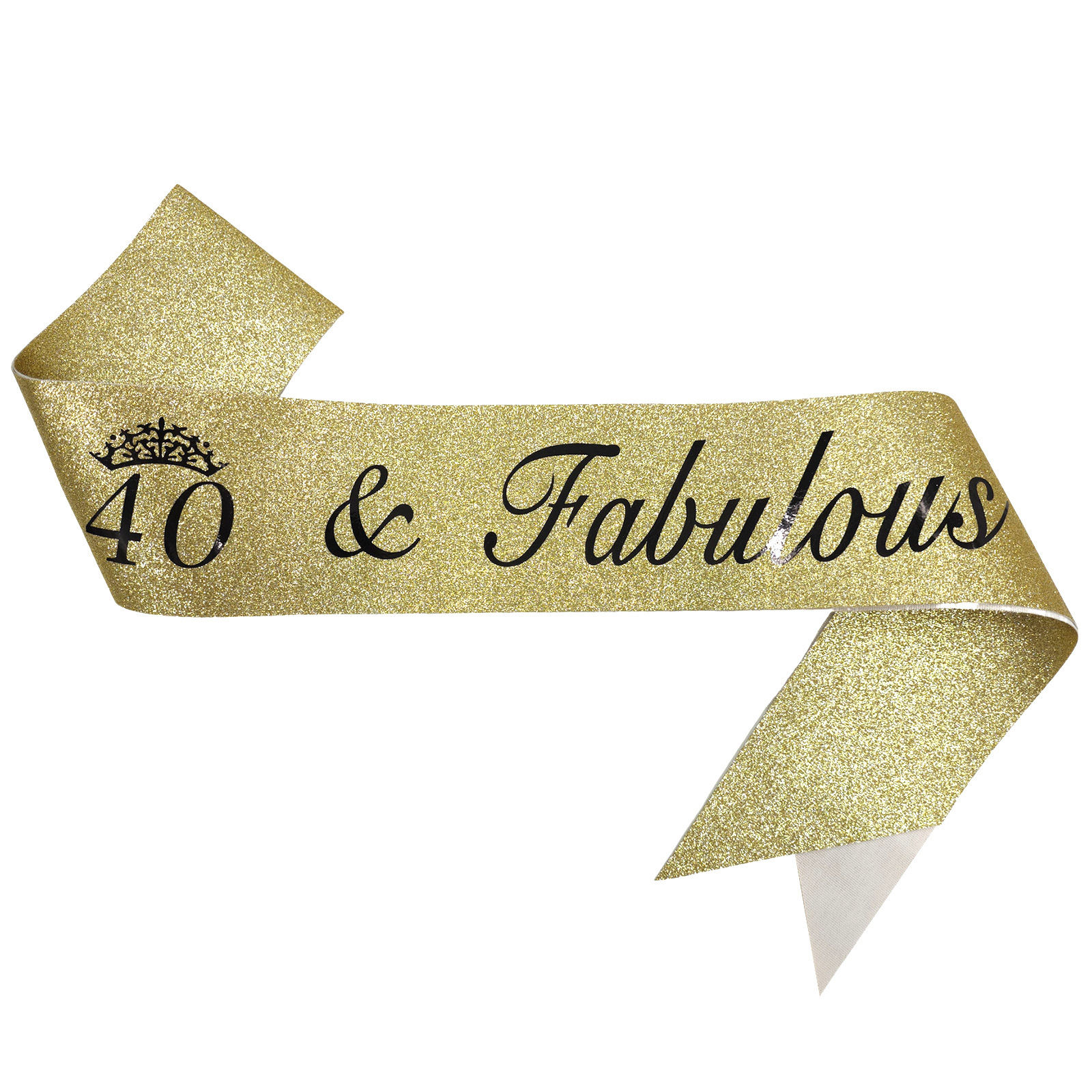 40 and Fabulous Glitter Gold 40th Birthday Sash