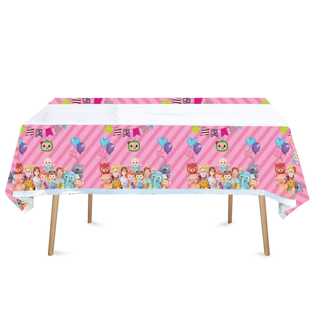 Pink Cocomelon Birthday Party Tablecloth Kids Party Table Decoration