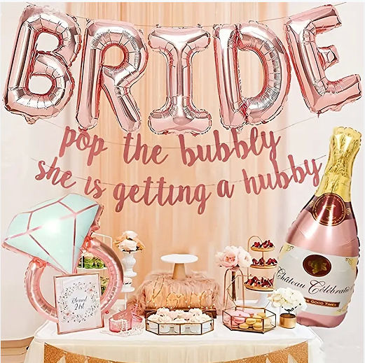 Thumbnail: Bride to Be Hens Party Rose Gold Balloon Decorations