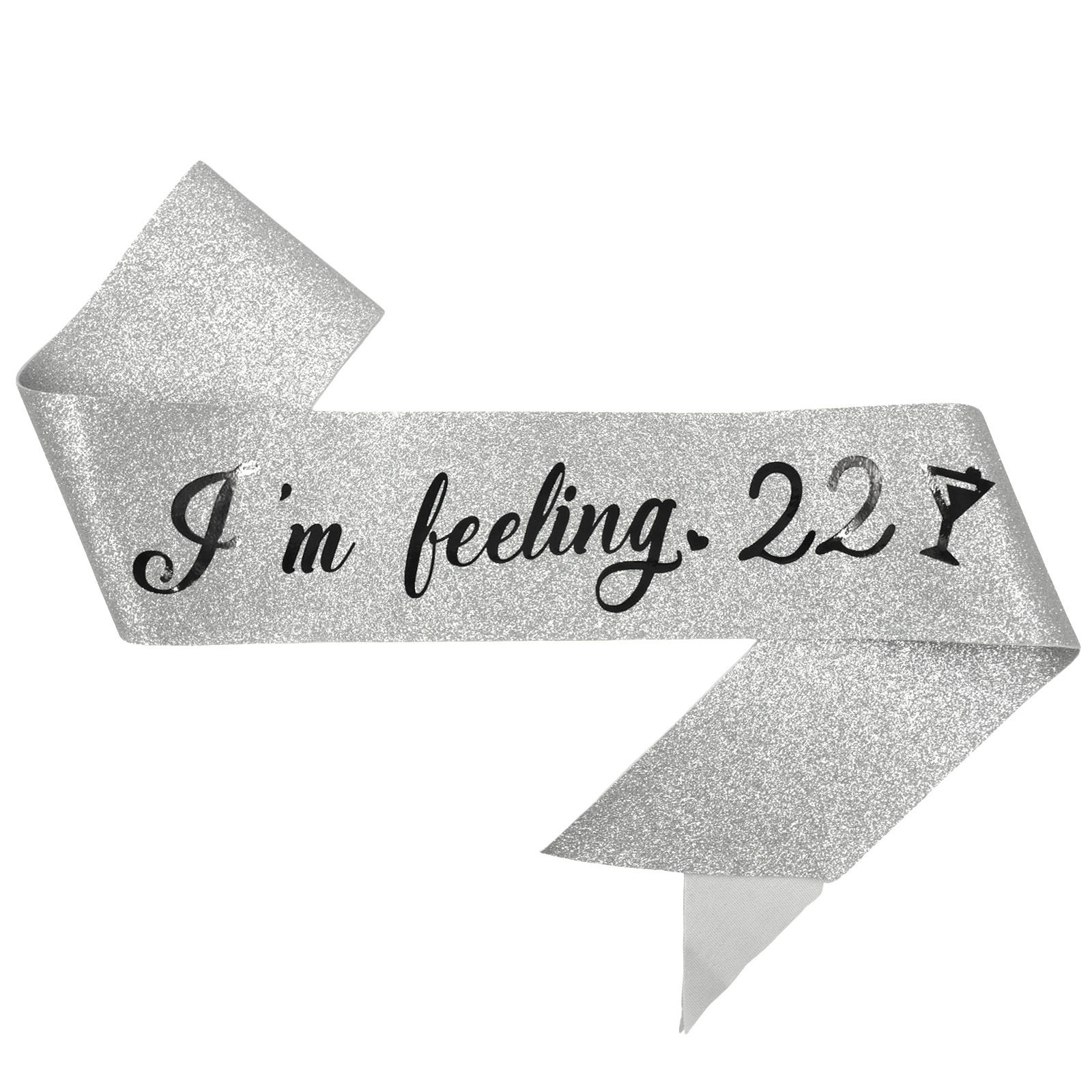 I’m Feeling 22 Glitter Silver Birthday Sash