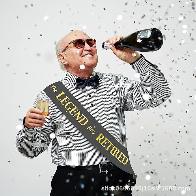 The Legend Has Retired Black & Gold Retirement Party Sash