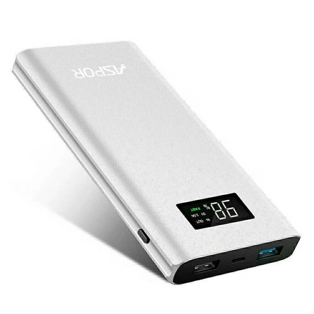 ASPOR POWER BANK 10000MAH POLYMER AIR Q388 FAST CHARGING 3.0 (Silver)
