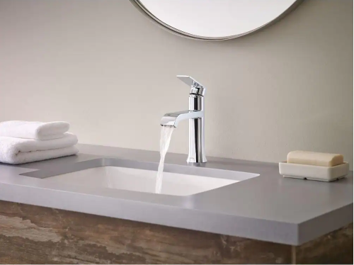 Thumbnail: Genta Single Hole Single-Handle Bathroom Faucet in Spot Resist Brushed Nickel