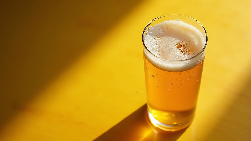 High angle view of a refreshing glass of pineapple ginger beer