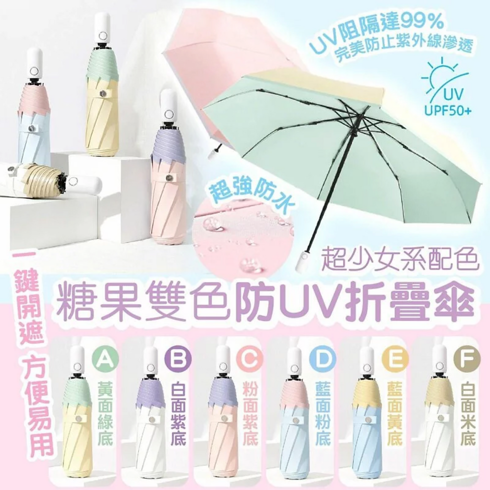 糖果拼色防UV自動縮骨遮☀️ (全六色)