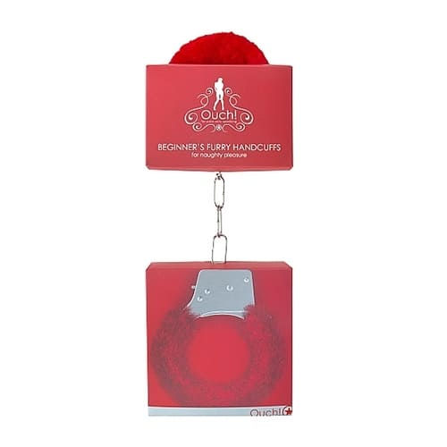 red furry cuffs in package