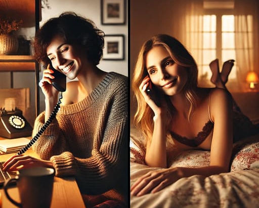 Spicing up phone sex with sex toys (F/F)