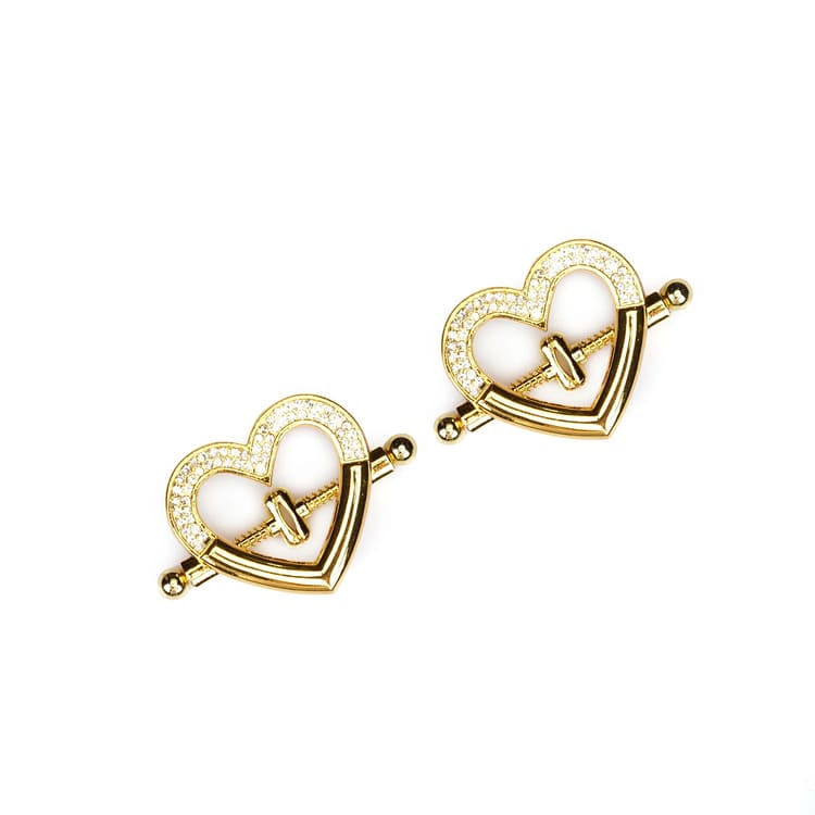 Heart-shaped Nipple Clamps with Rhinestones out of box