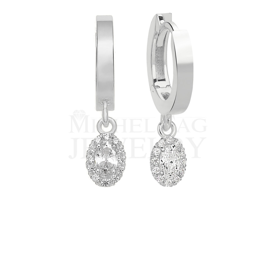 0,65 Ct Halo Dangling Diamond Earrings