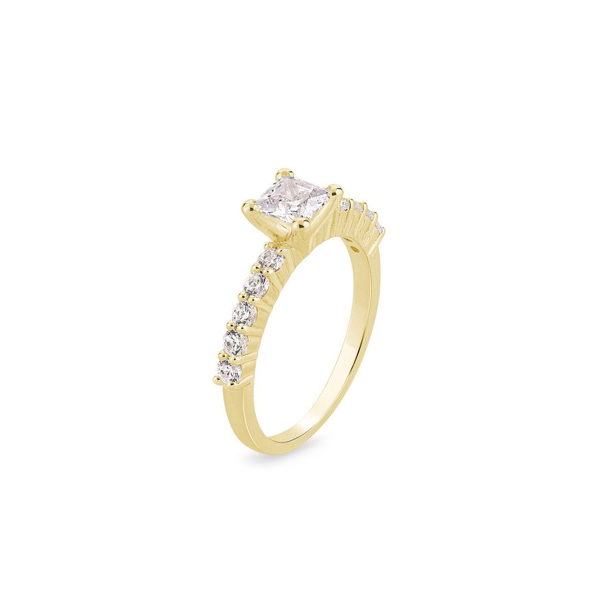 Elegant 0.76 ct Princess Cut Diamond Ring Featuring Accent Side Stones