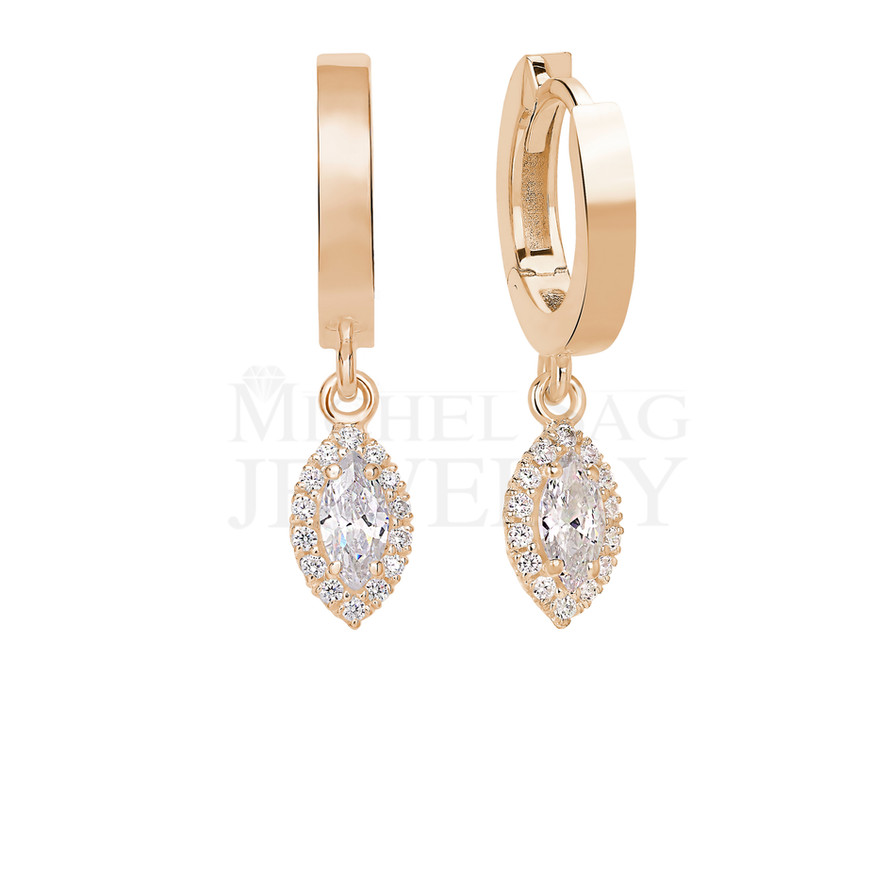 0,68 Ct Halo Dangling Diamond Earrings
