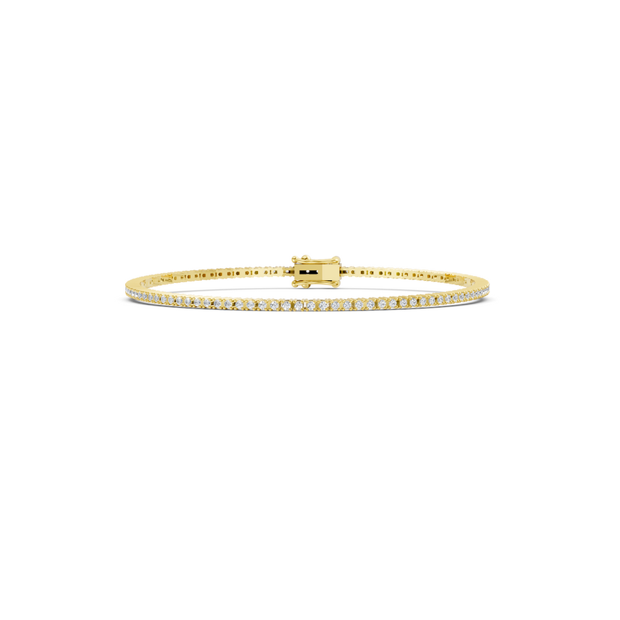 1.00 Ct diamond tennis bracelet in yellow gold with G/VS1–VS2 certified stones