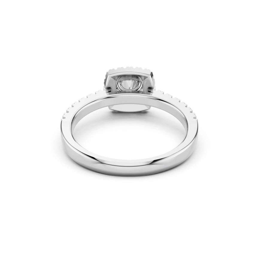 0.50 ct Halo Diamond Engagement Ring with Side Stones