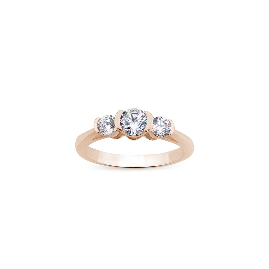 4.35 Carat Total Weight – Three Stone Diamond Engagement Ring Round Cut