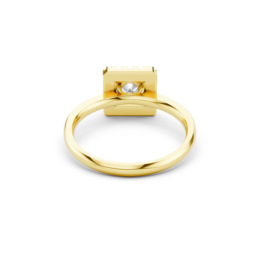 Square diamond ring with halo: Michel0.50 ct Round Cut Diamond Halo Solitaire Engagement Ring Sag Jewelry