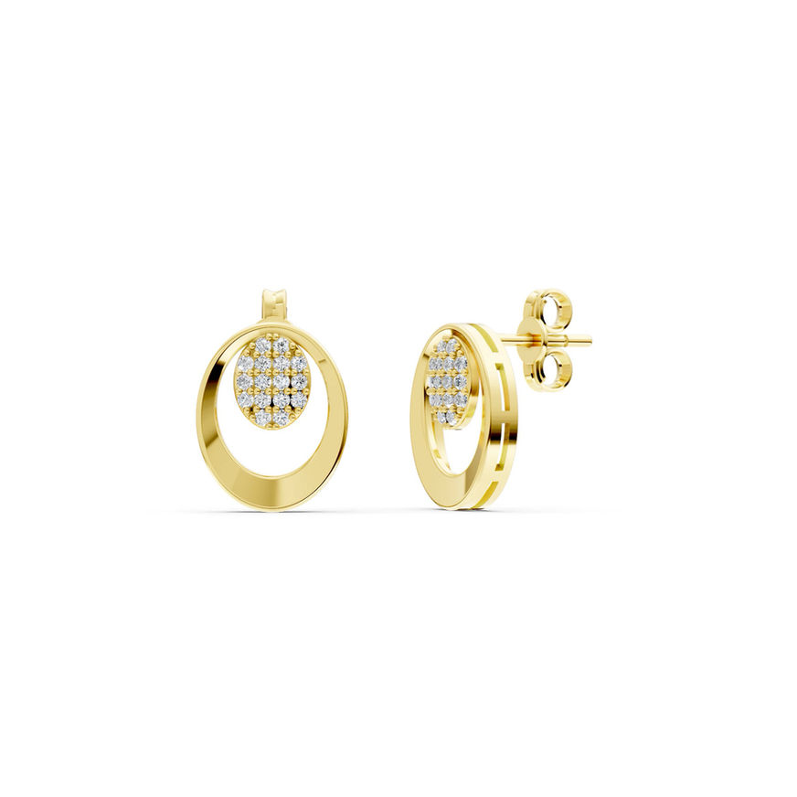0.26 Ct Diamond Oval Earrings – 18K Gold