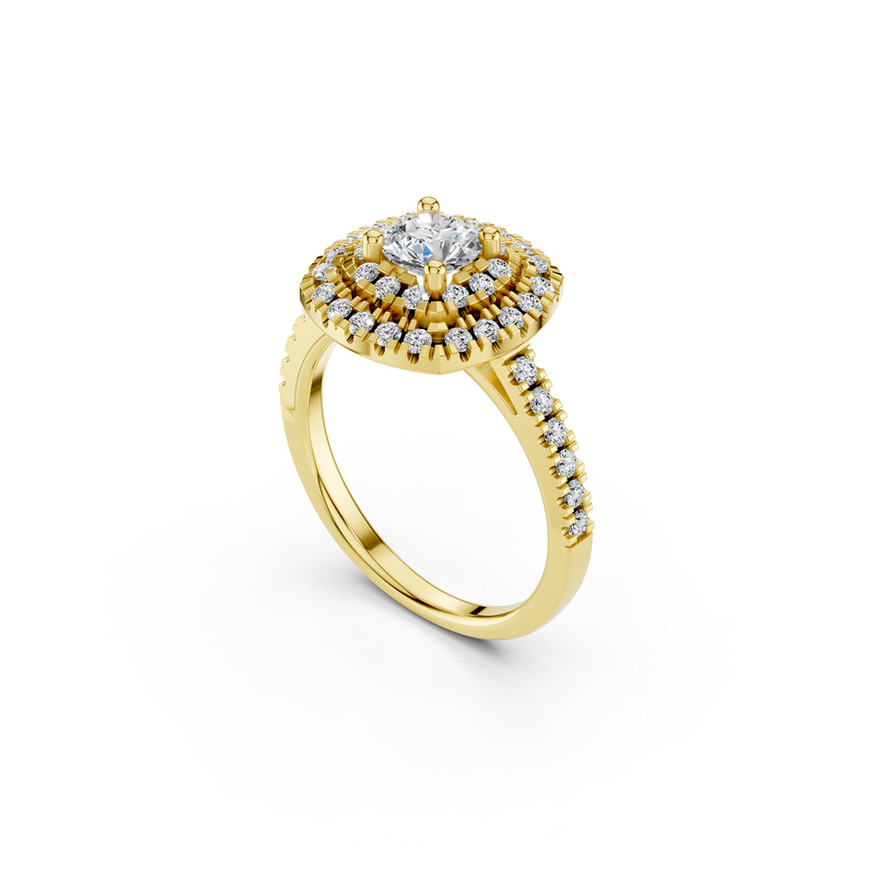0.50 ct Halo Diamond Engagement Ring with Side Stones