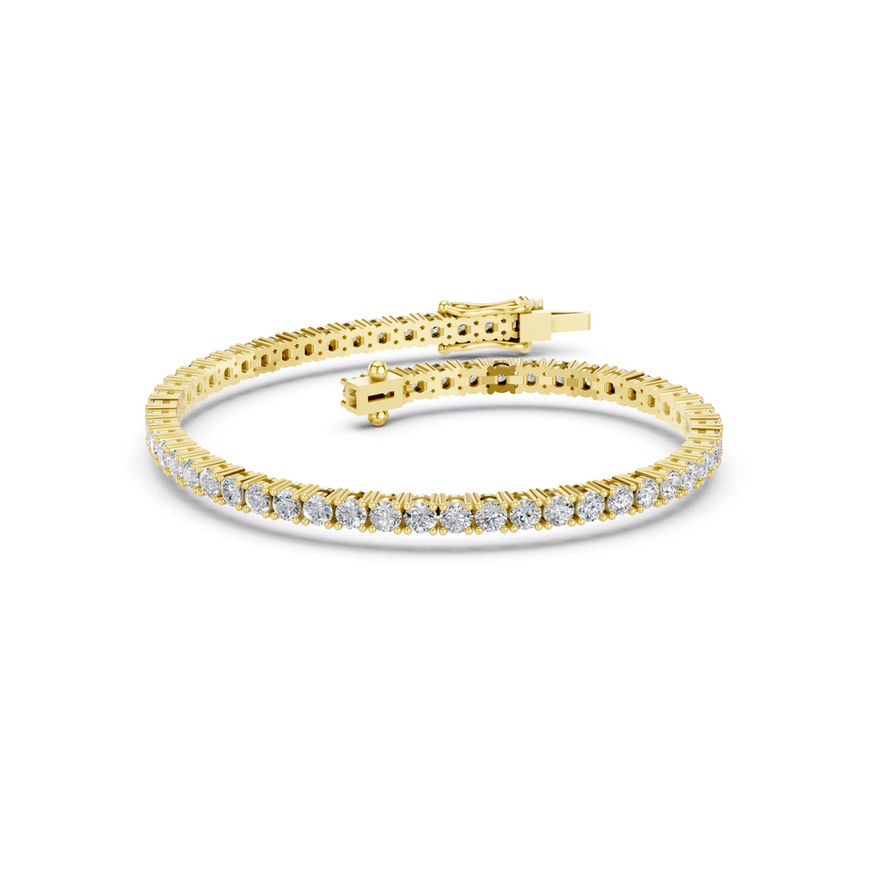 4.56 Ct diamond tennis bracelet in yellow gold with G/VS1–VS2 certified stones