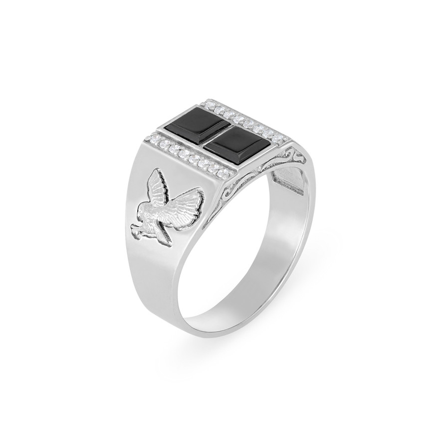 Men's Diamond Onyx Stone Gold Ring