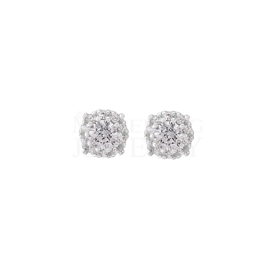 0.76 Ct Halo Diamond Earrings