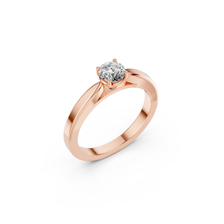 Solitaire diamond ring in rose gold setting