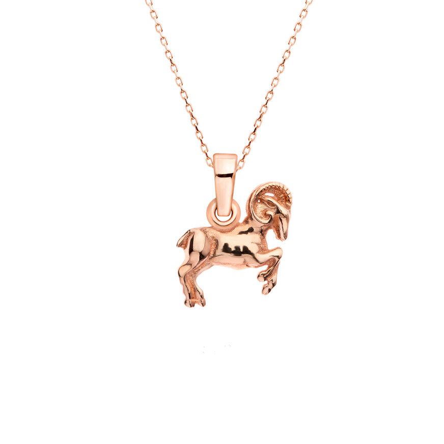 Gold Aries Pendant Necklace
