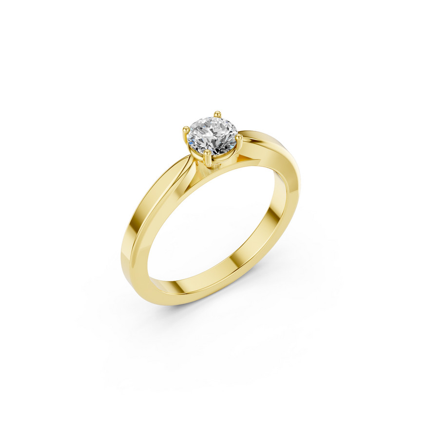 Solitaire diamond ring in yellow gold