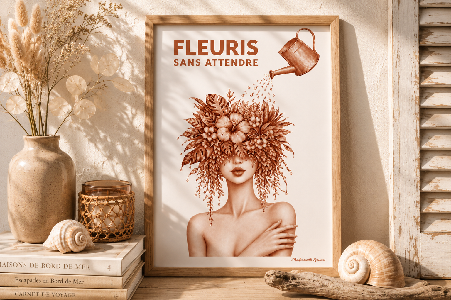 Affiche « Fleuris Sans Attendre » – Illustration sur Papier Texturé - Terracotta