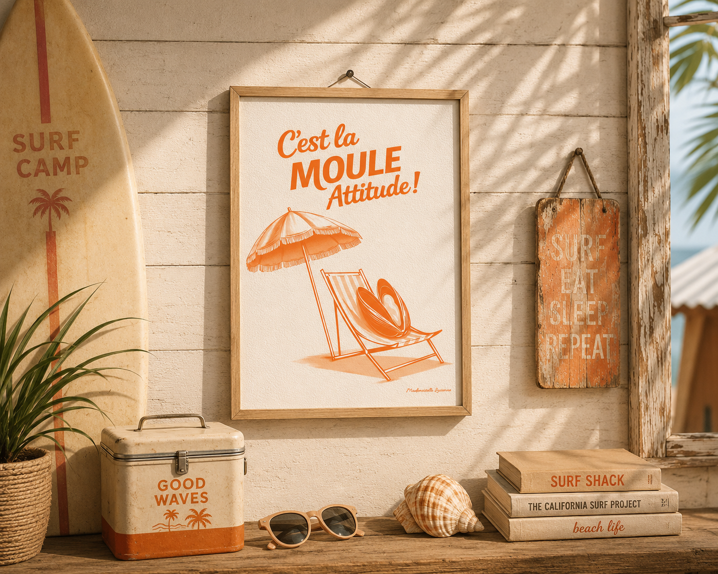 Affiche “C’est la Moule Attitude !” – Illustration sur Papier Texturé - Orange