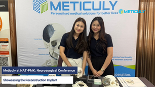 Two staff from Meticuly presenting Meticuly's cranioplasty at Phramongkutklao Medical Centre for NAT-PMK 2026.