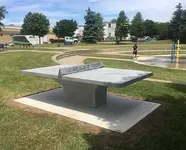 Urban Furniture: Ed's Concrete - Concrete Ping-Pong table with custom engraved net