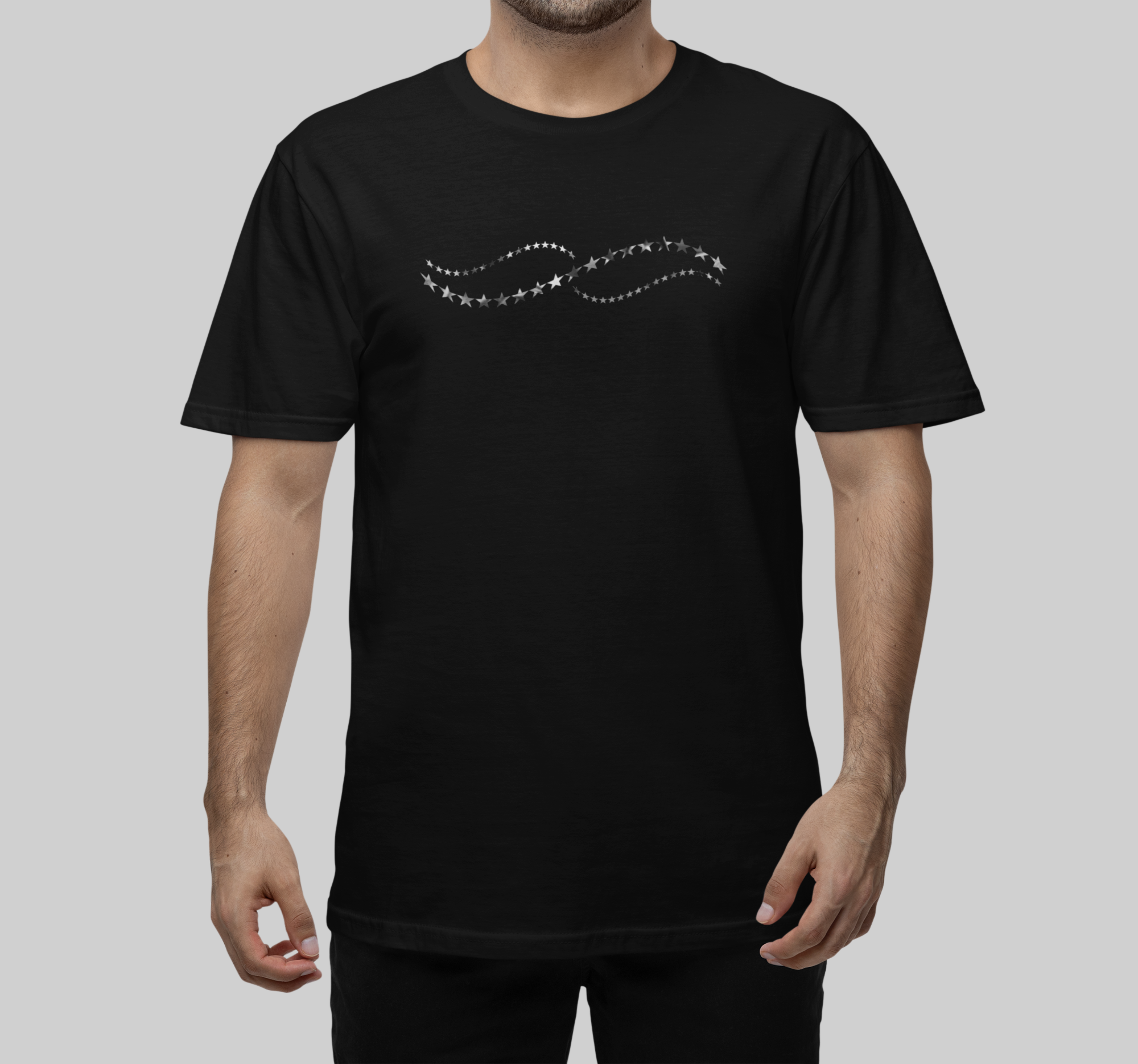 Camiseta Masculina Preta Estrelas Prata