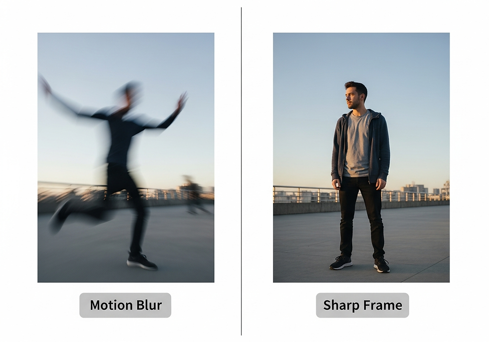 Side-by-side comparison showing motion blur versus sharp frame quality when extracting photos from video