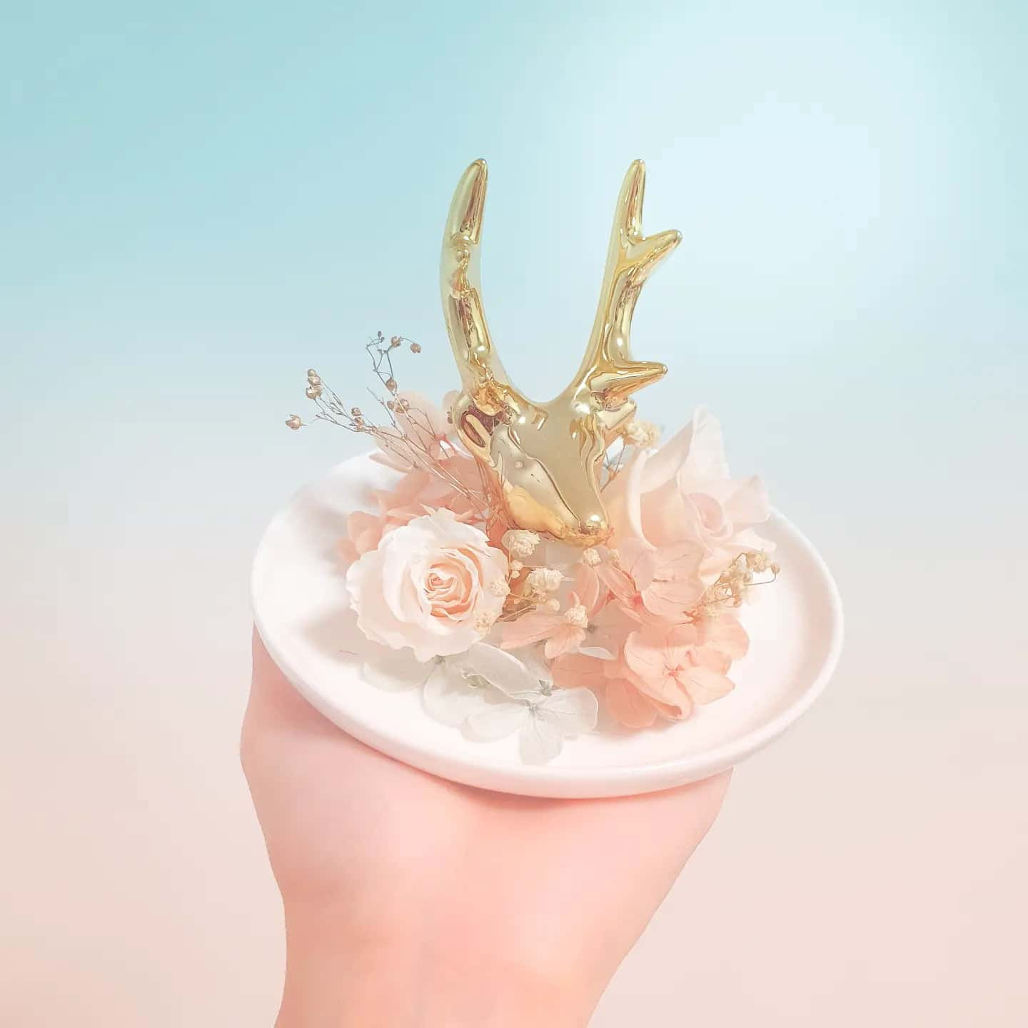輕奢永生玫瑰鹿角飾品盤