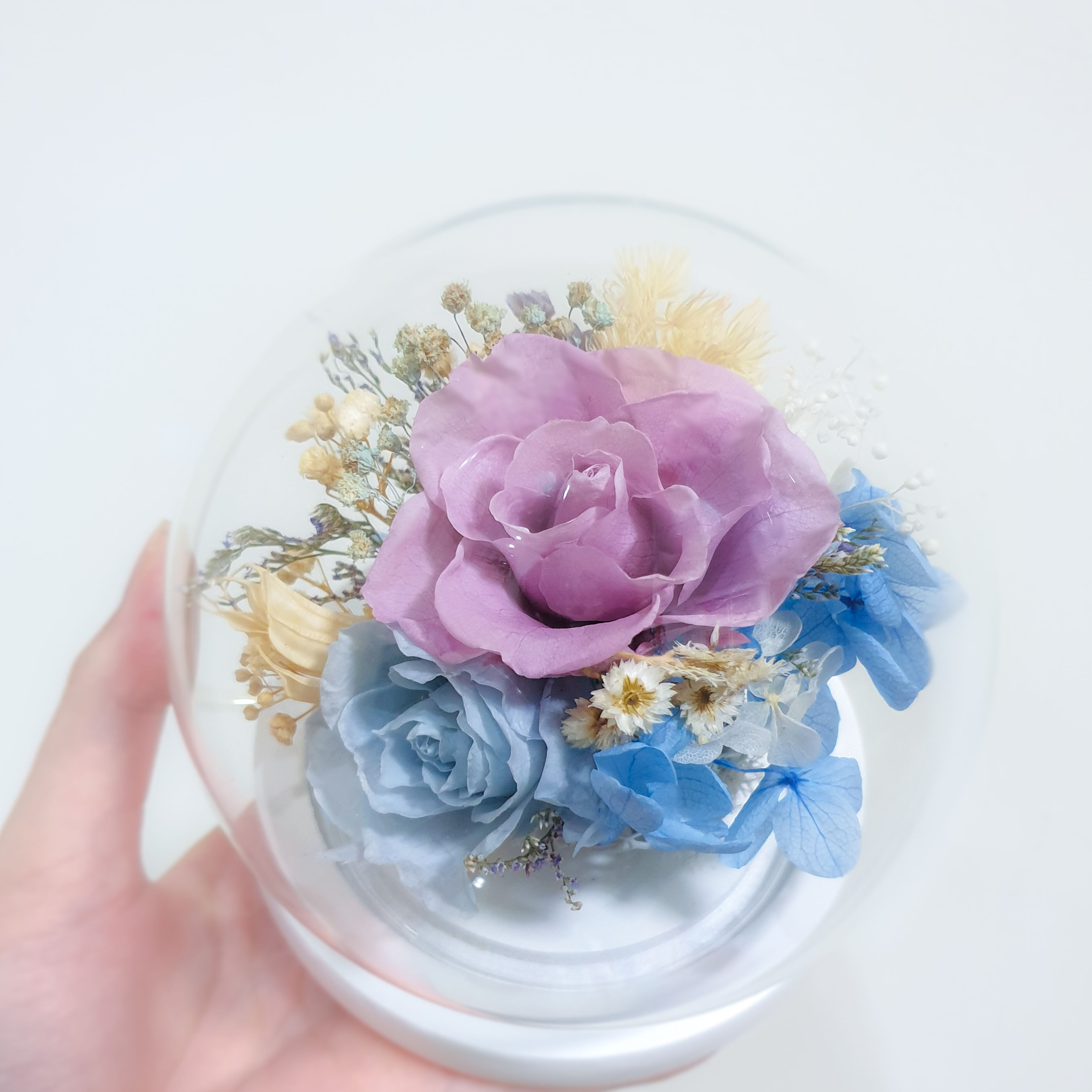 藍紫永生玫瑰花盅