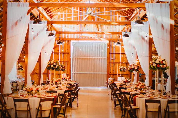accent drapes transforms a barn into the ultimate event space