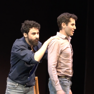 Acting in my ten-minute play, "Unfinish-", at the New York Theater Festival with my amazing fellow actor, Max Feldman!