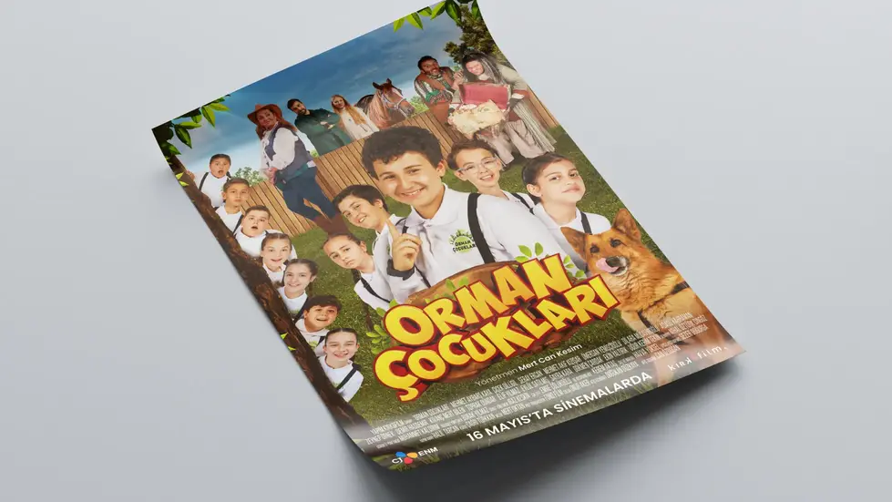Orman Çocukları filmi için tasarlanmış renkli ve dikkat çekici afiş çalışması
