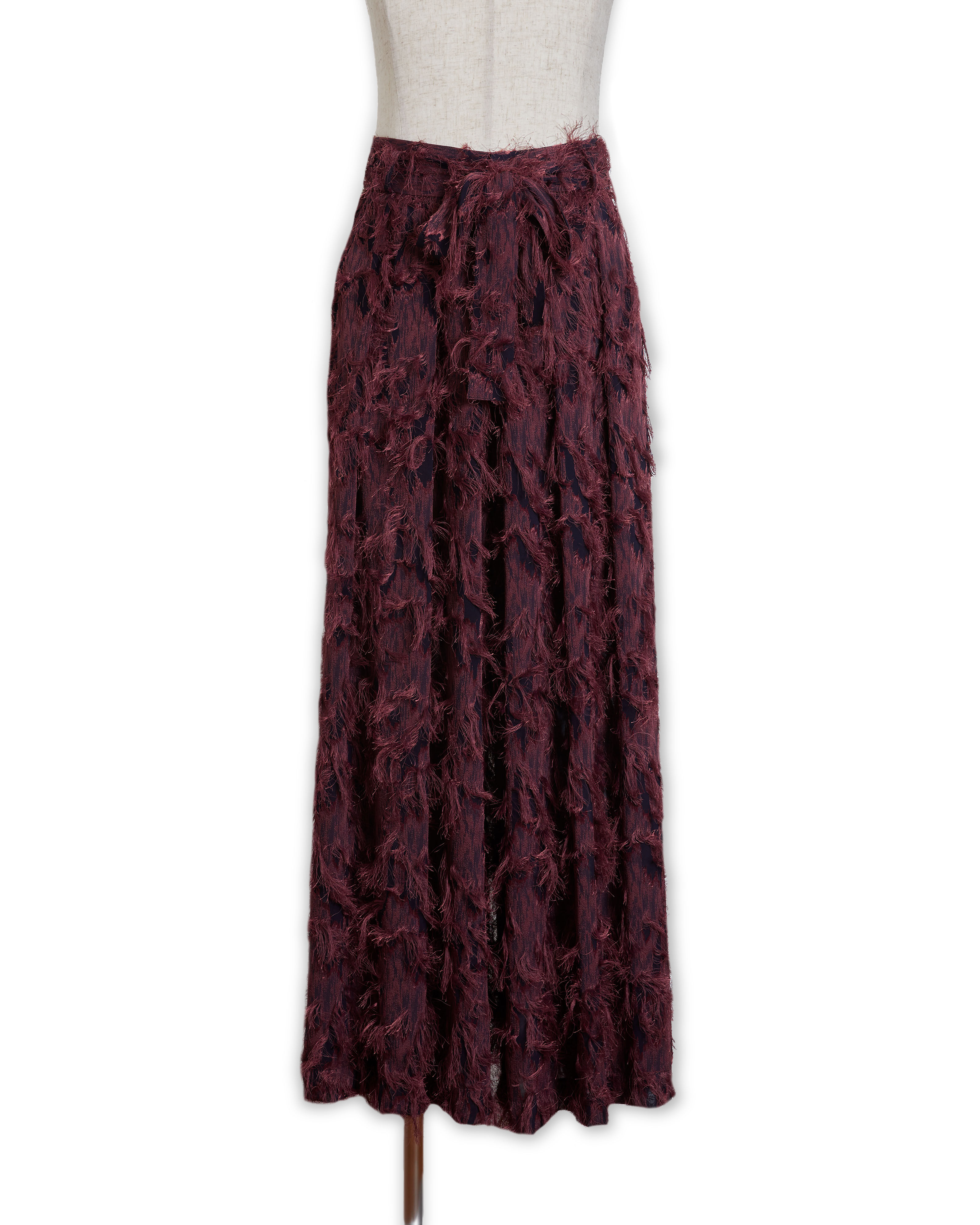 Fringe jacquard pants Black