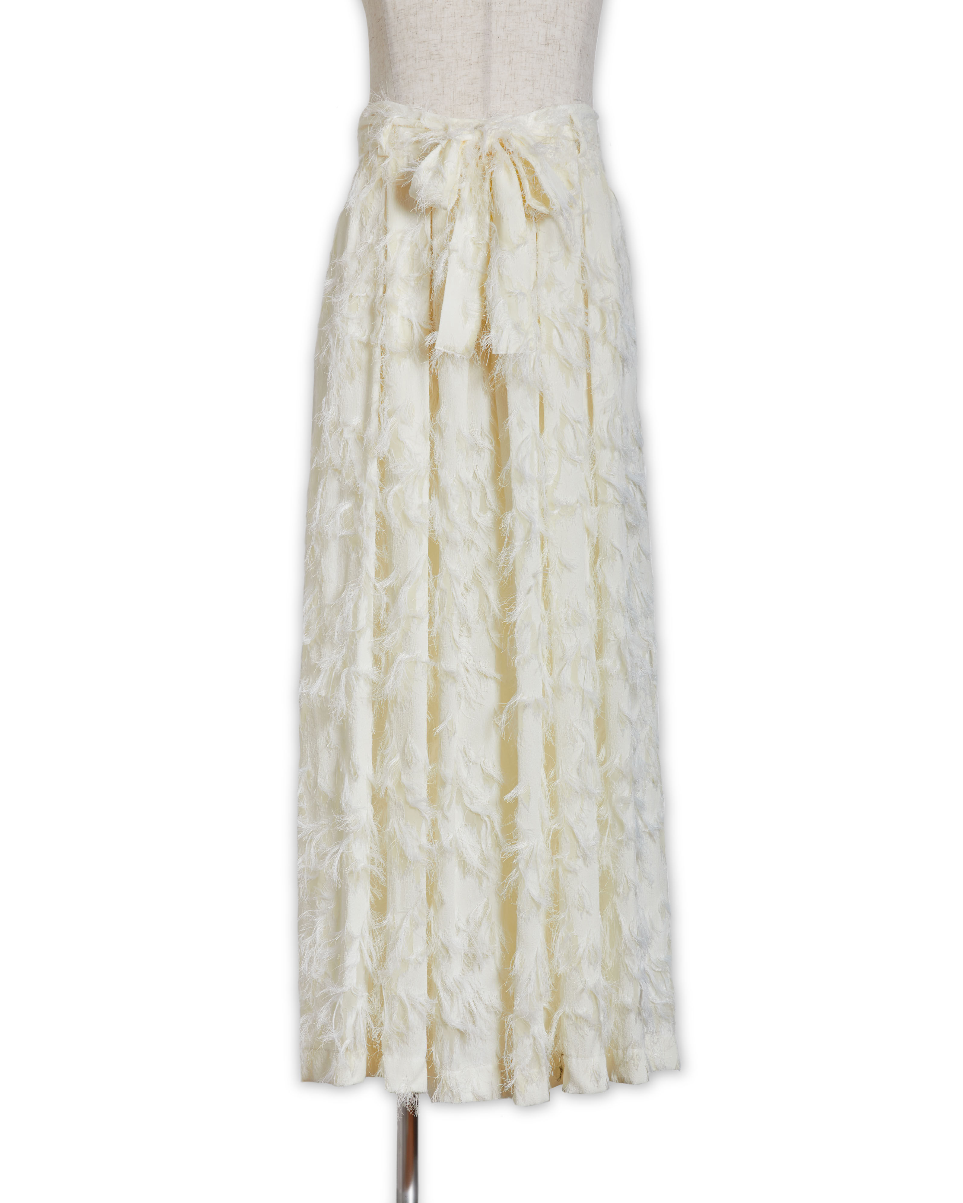 Fringe jacquard pants White